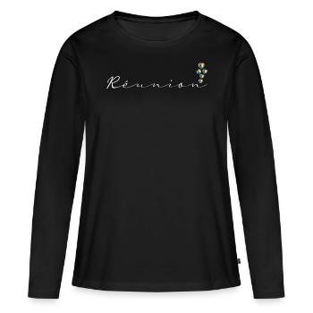 Réunion - T-shirt manches longues Premium bio Femme - noir - Devant - Julia (174cm)