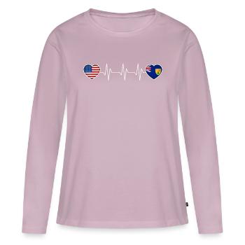 Turks et Caicos (Îles) - T-shirt manches longues Premium bio Femme - rose poudré - Devant - Julia (174cm)