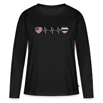 Thailand - Frauen Premium Bio Langarmshirt - Schwarz - Vorne - Julia (174cm)