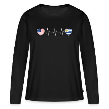 Uruguay - T-shirt manches longues Premium bio Femme - noir - Devant - Julia (174cm)