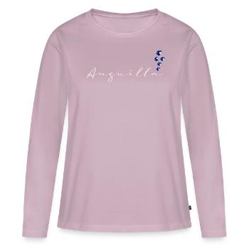 Anguilla - T-shirt manches longues Premium bio Femme - rose poudré - Devant - Julia (174cm)