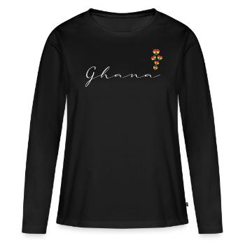 Ghana - T-shirt manches longues Premium bio Femme - noir - Devant - Julia (174cm)