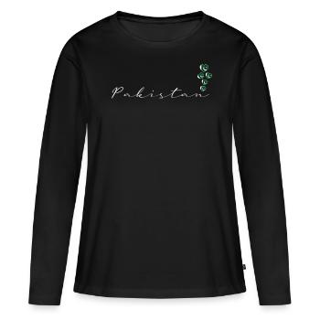 Pakistan - T-shirt manches longues Premium bio Femme - noir - Devant - Julia (174cm)