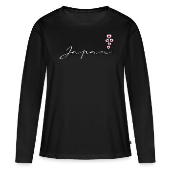 Japon - T-shirt manches longues Premium bio Femme - noir - Devant - Julia (174cm)
