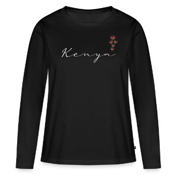 Kenya - T-shirt manches longues Premium bio Femme - noir - Devant - Julia (174cm)