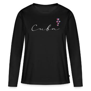 Cuba - T-shirt manches longues Premium bio Femme - noir - Devant - Julia (174cm)