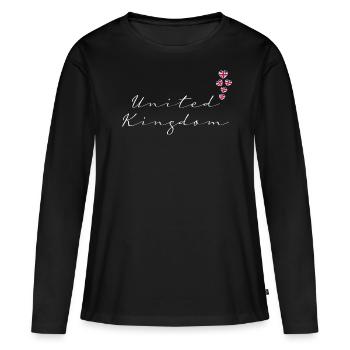 Royaume-Uni - T-shirt manches longues Premium bio Femme - noir - Devant - Julia (174cm)
