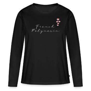Polynésie française - T-shirt manches longues Premium bio Femme - noir - Devant - Julia (174cm)