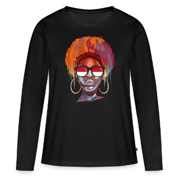 Monaco - T-shirt manches longues Premium bio Femme - noir - Devant - Julia (174cm)
