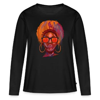 Chine - T-shirt manches longues Premium bio Femme - noir - Devant - Julia (174cm)
