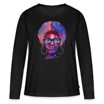 Island - Frauen Premium Bio Langarmshirt - Schwarz - Vorne - Julia (174cm)