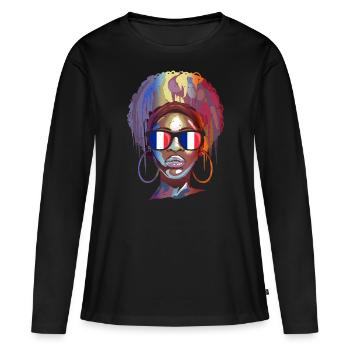 Frankreich - Frauen Premium Bio Langarmshirt - Schwarz - Vorne - Julia (174cm)