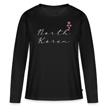 Corée du Nord - T-shirt manches longues Premium bio Femme - noir - Devant - Julia (174cm)