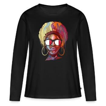 Malte - T-shirt manches longues Premium bio Femme - noir - Devant - Julia (174cm)
