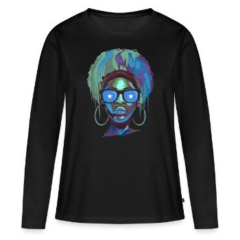 Somalie - T-shirt manches longues Premium bio Femme - noir - Devant - Julia (174cm)