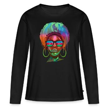 Azerbaïdjan - T-shirt manches longues Premium bio Femme - noir - Devant - Julia (174cm)