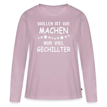 Machen Wollen - Frauen Premium Bio Langarmshirt - Altrosa - Vorne - Julia (174cm)