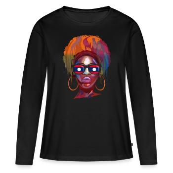 Laos - T-shirt manches longues Premium bio Femme - noir - Devant - Julia (174cm)