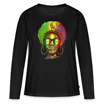 Sénégal - T-shirt manches longues Premium bio Femme - noir - Devant - Julia (174cm)