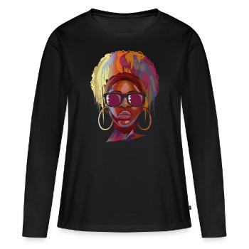 Qatar - T-shirt manches longues Premium bio Femme - noir - Devant - Julia (174cm)