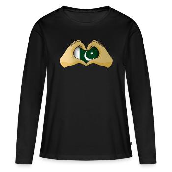Pakistan - T-shirt manches longues Premium bio Femme - noir - Devant - Julia (174cm)