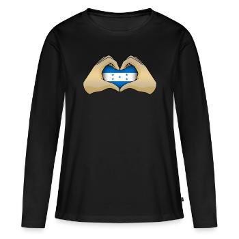 Honduras - Frauen Premium Bio Langarmshirt - Schwarz - Vorne - Julia (174cm)