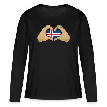 Island - Frauen Premium Bio Langarmshirt - Schwarz - Vorne - Julia (174cm)
