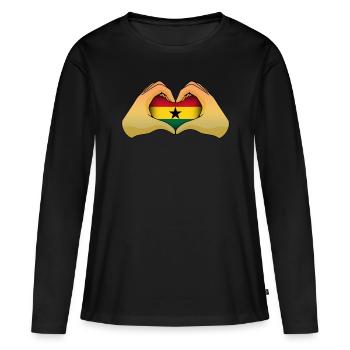 Ghana - T-shirt manches longues Premium bio Femme - noir - Devant - Julia (174cm)