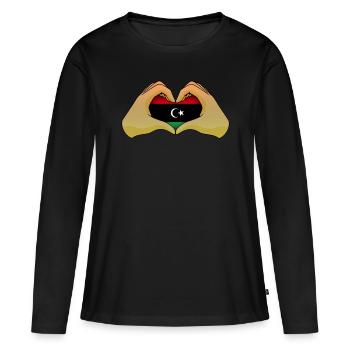 Libyen - Frauen Premium Bio Langarmshirt - Schwarz - Vorne - Julia (174cm)