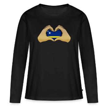 Curaçao - T-shirt manches longues Premium bio Femme - noir - Devant - Julia (174cm)