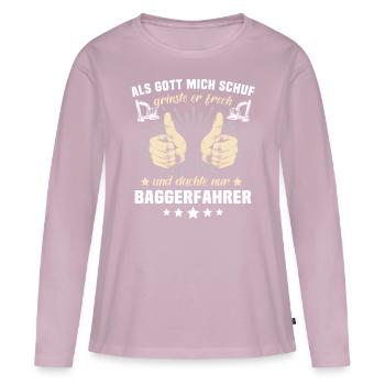 Baggerfahrer Gott - Frauen Premium Bio Langarmshirt - Altrosa - Vorne - Julia (174cm)
