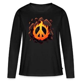 Brûler pour la paix - T-shirt manches longues Premium bio Femme - noir - Devant - Julia (174cm)