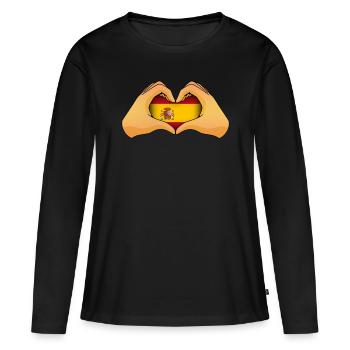Spanien - Frauen Premium Bio Langarmshirt - Schwarz - Vorne - Julia (174cm)