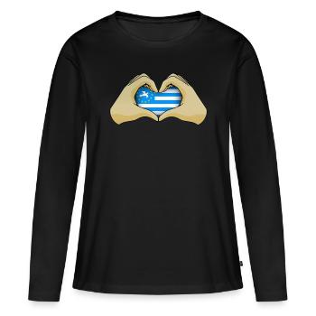 Sud Cameroun - T-shirt manches longues Premium bio Femme - noir - Devant - Julia (174cm)