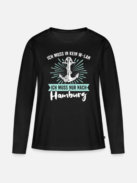 Hamburg Hamburger - Frauen Premium Bio Langarmshirt - Schwarz