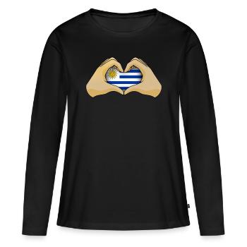 Uruguay - T-shirt manches longues Premium bio Femme - noir - Devant - Julia (174cm)