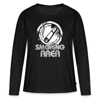 Cigar Smoking Cigar Smoking Area - Women's Premium Organic Long Sleeve Shirt - black - Front - Julia (174cm)