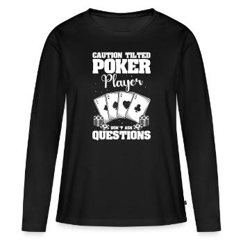 Poker Pokern - Frauen Premium Bio Langarmshirt - Schwarz - Vorne - Julia (174cm)