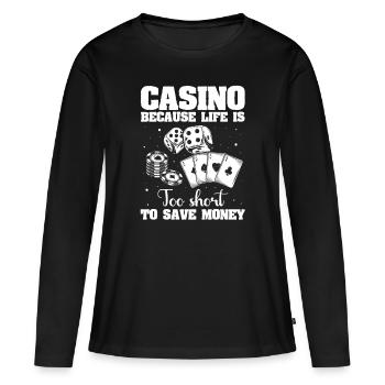 Jeux de casino - T-shirt manches longues Premium bio Femme - noir - Devant - Julia (174cm)