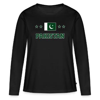 Pakistan - T-shirt manches longues Premium bio Femme - noir - Devant - Julia (174cm)