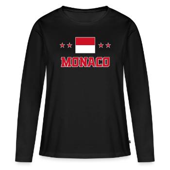 Monaco - T-shirt manches longues Premium bio Femme - noir - Devant - Julia (174cm)