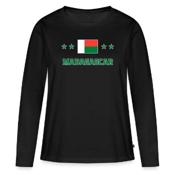 Macédoine - T-shirt manches longues Premium bio Femme - noir - Devant - Julia (174cm)