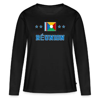 Réunion - T-shirt manches longues Premium bio Femme - noir - Devant - Julia (174cm)