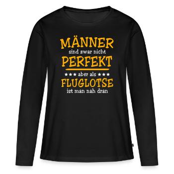 Fluglotse Sprüche - Frauen Premium Bio Langarmshirt - Schwarz - Vorne - Julia (174cm)