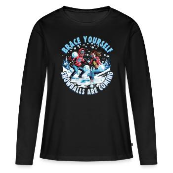 Schneeballschlacht - Préparez-vous les boules de neige sont - T-shirt manches longues Premium bio Femme - noir - Devant - Julia (174cm)
