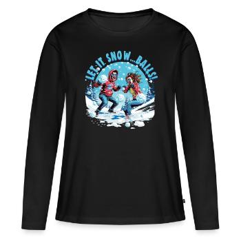Bataille de boules de neige - Laissez neiger... Boules - T-shirt manches longues Premium bio Femme - noir - Devant - Julia (174cm)