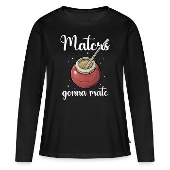 Thé Yerba mate - T-shirt manches longues Premium bio Femme - noir - Devant - Julia (174cm)
