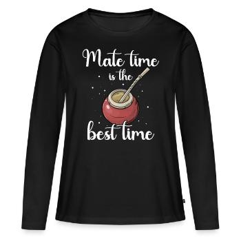 Yerba mate Bombilla - T-shirt manches longues Premium bio Femme - noir - Devant - Julia (174cm)