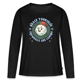 Schneeballschlacht - Préparez-vous les boules de neige sont - T-shirt manches longues Premium bio Femme - noir - Devant - Julia (174cm)