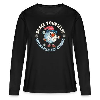 Schneeballschlacht - Préparez-vous les boules de neige sont - T-shirt manches longues Premium bio Femme - noir - Devant - Julia (174cm)
